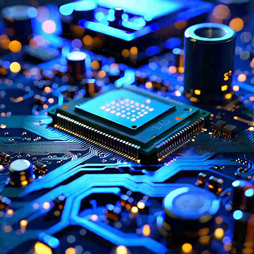 Close-up Of Electronic Circuit With Close-up Computer