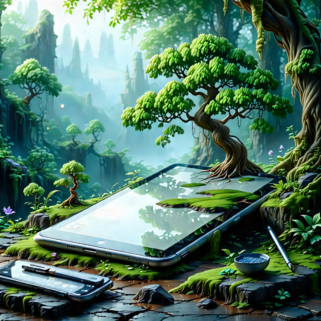 Tablet With (digital:1.38) Artwork With Image, There