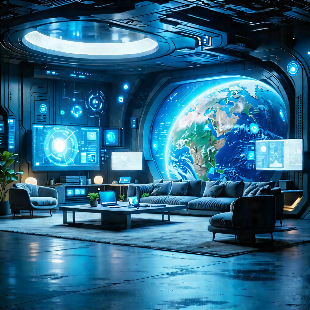 Futuristic Tech Startup Office With Futuristic Living