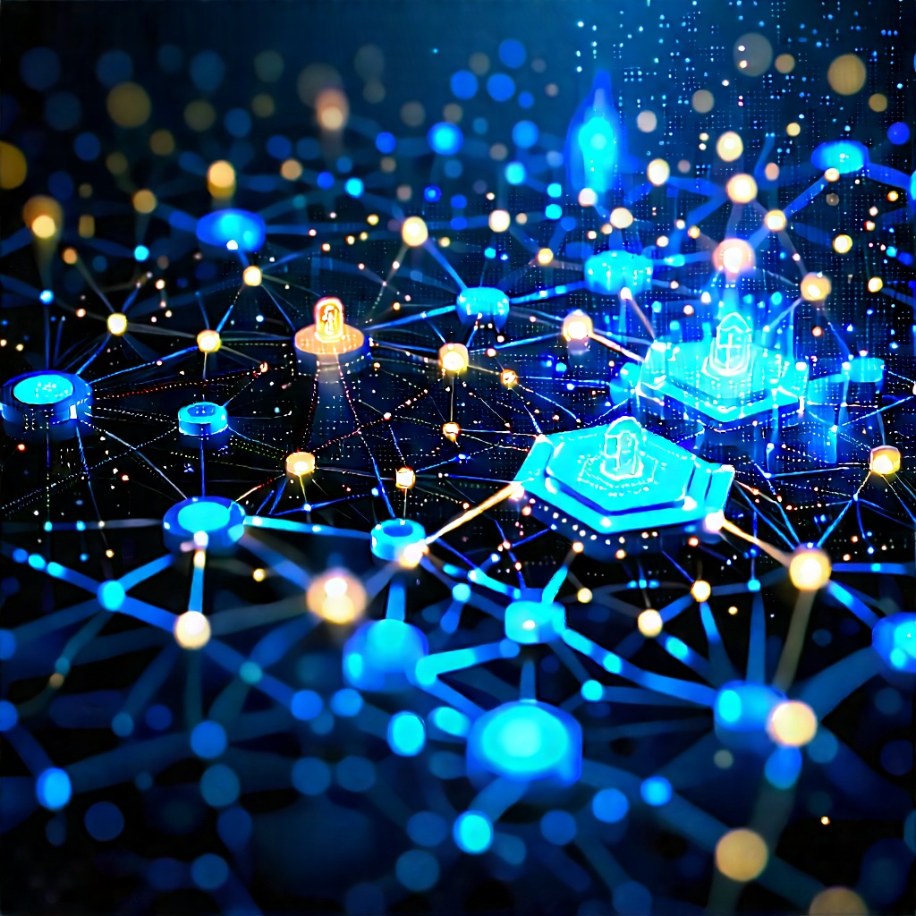 Blockchain Network Visualization With Blue White