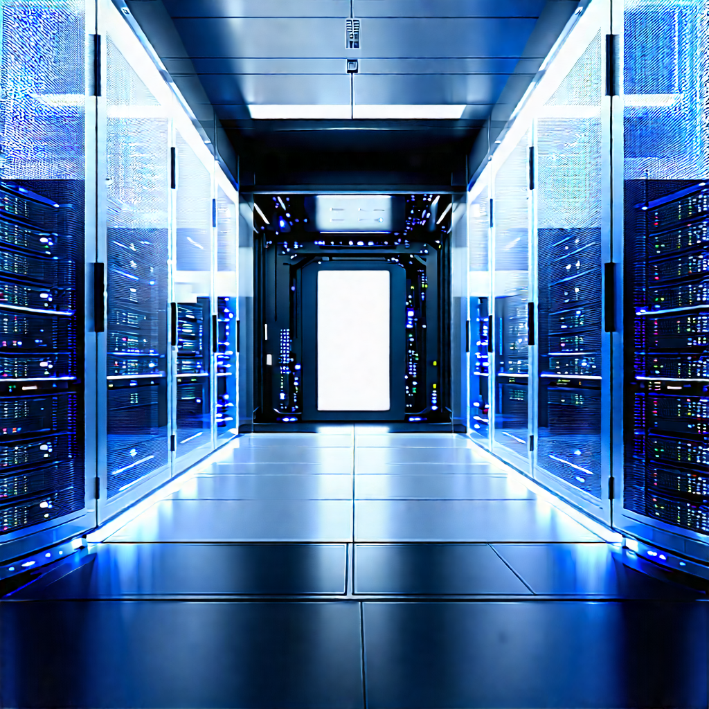 Futuristic Server Room With Large