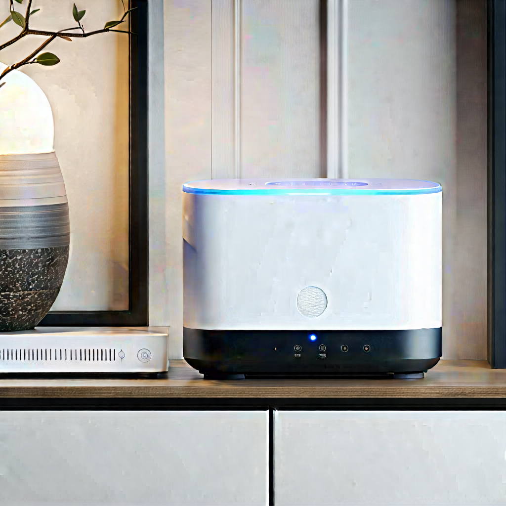 Smart Home Device With User Interface With White Speaker
