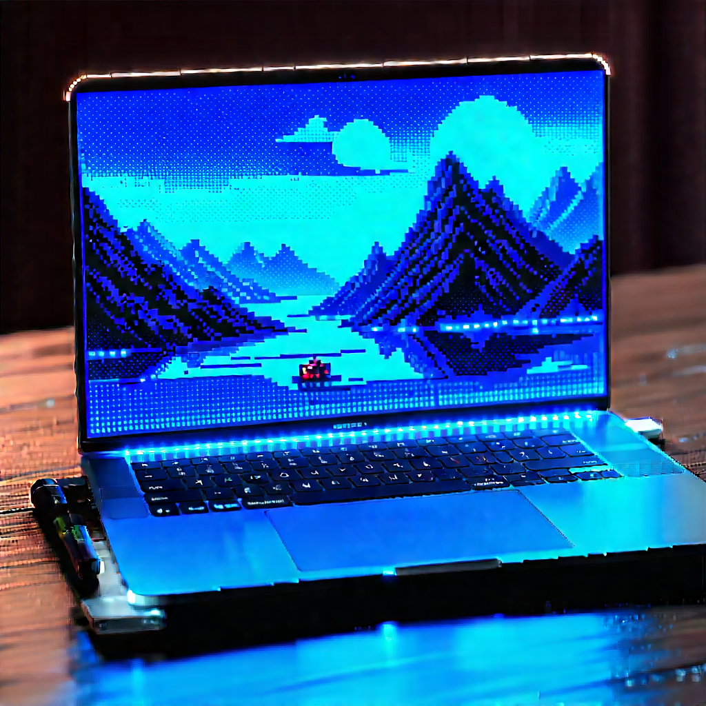 Laptop With Glowing Screen With Laptop Computer