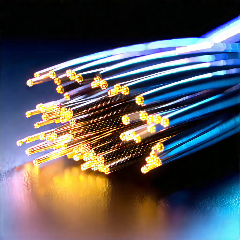 Close-up Of Fiber Optic Cables With Close-up Bunch