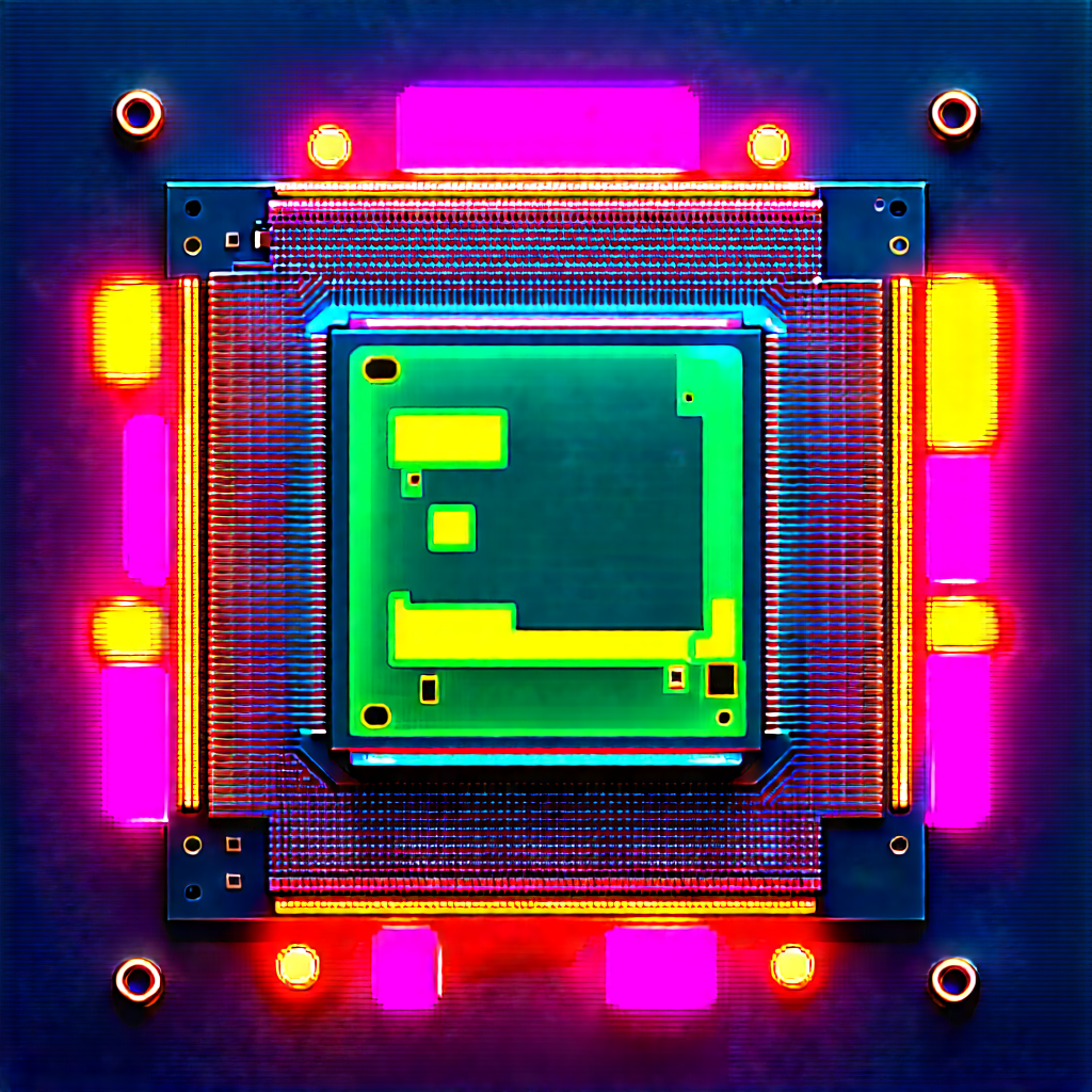 Microchip with neon accents