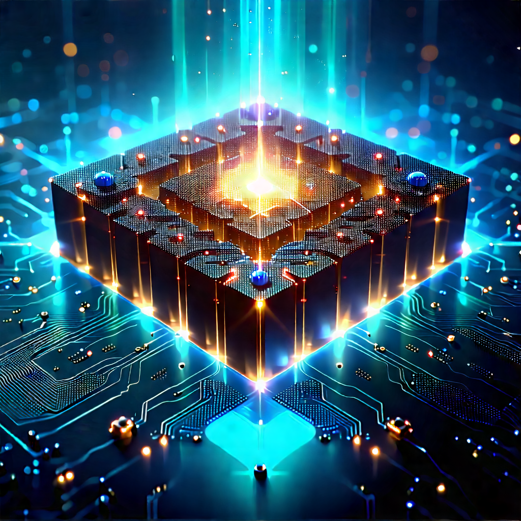 Quantum Computer With Digital Particles With Image, There