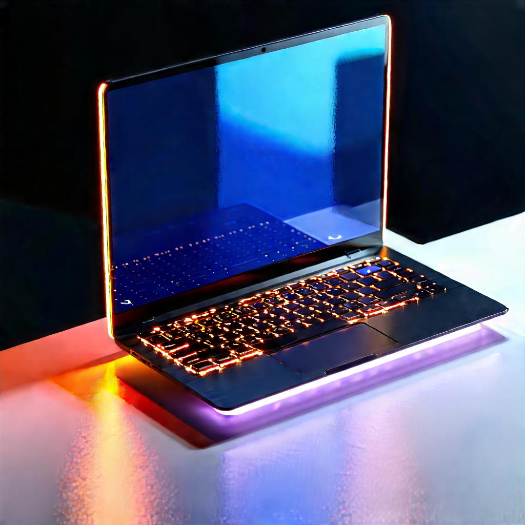 Laptop With Glowing Screen With Laptop Computer