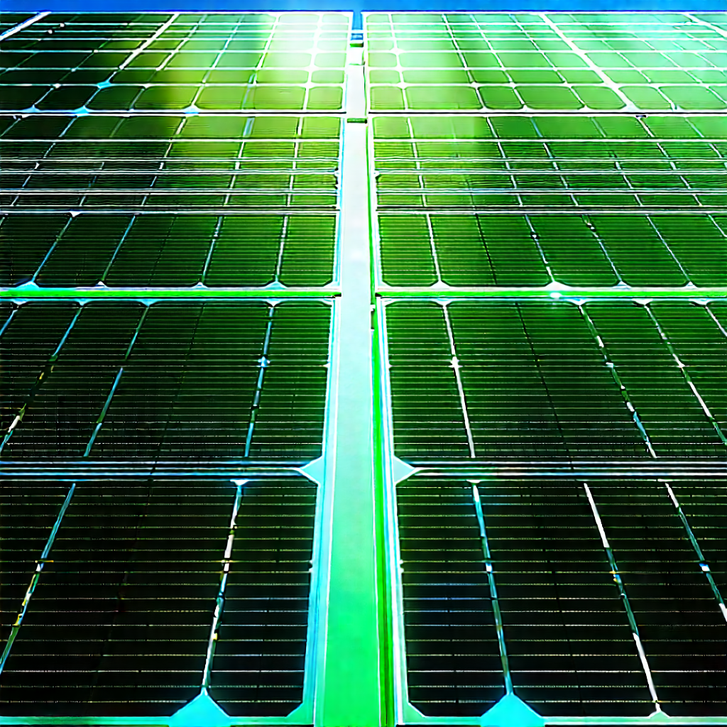 Solar panel with blue light glow