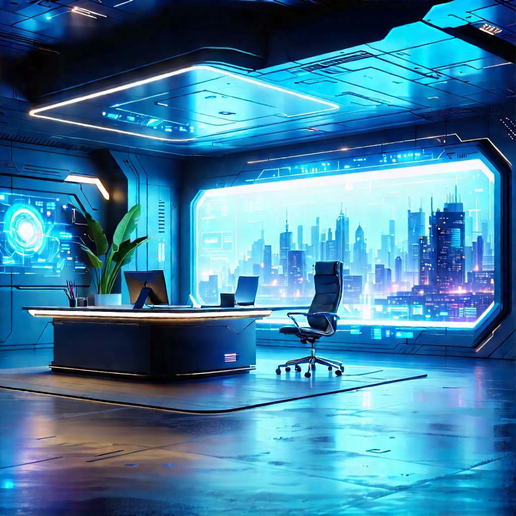 Futuristic Tech Startup Office With Image, There