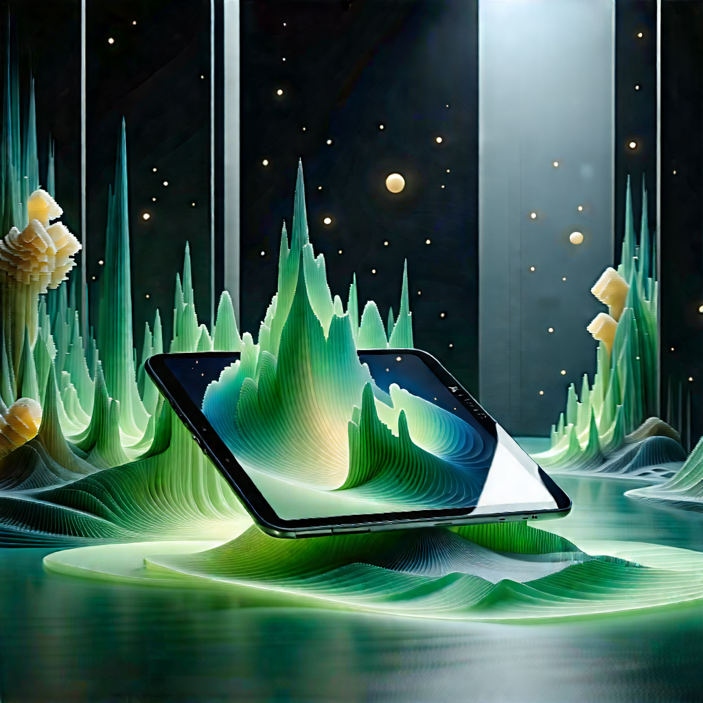 Tablet With Digital Artwork With Cell Phone