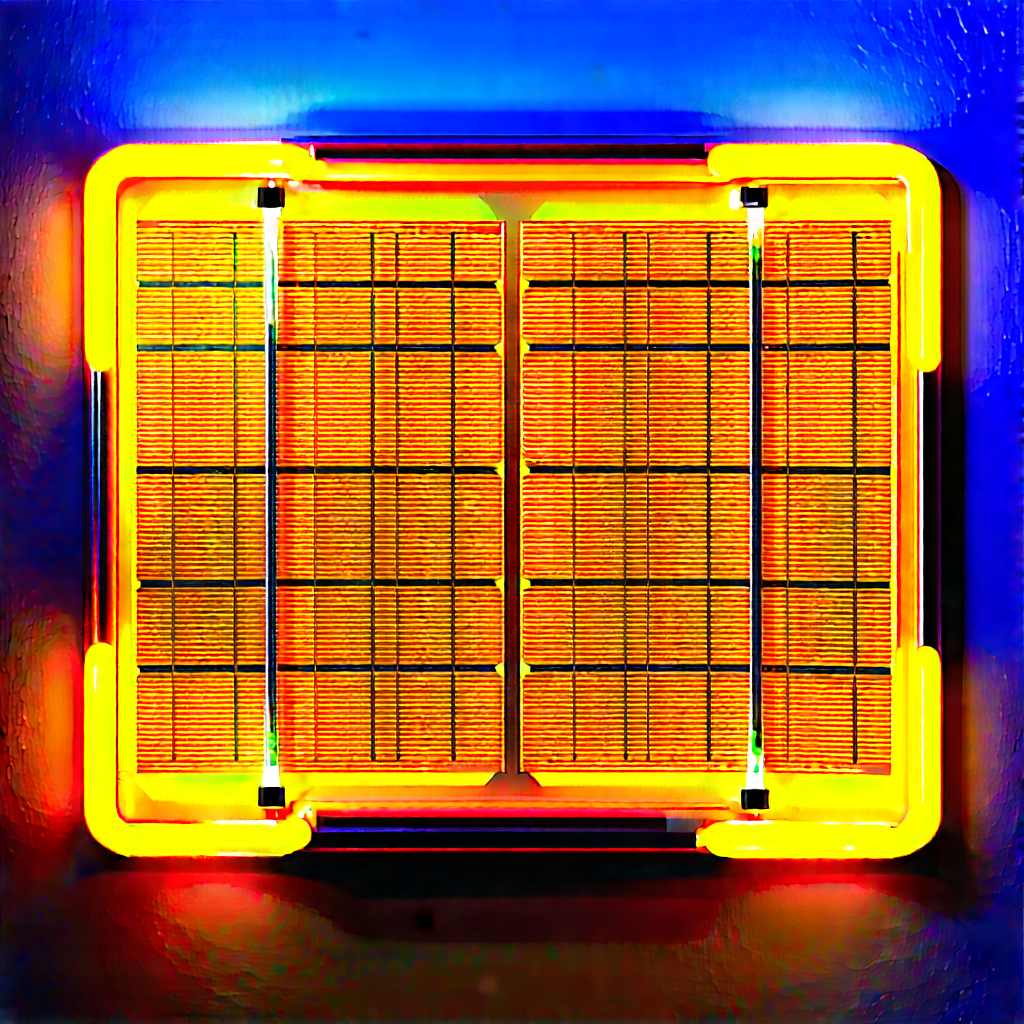 Solar Panel With Neon Accents With Close-up Solar