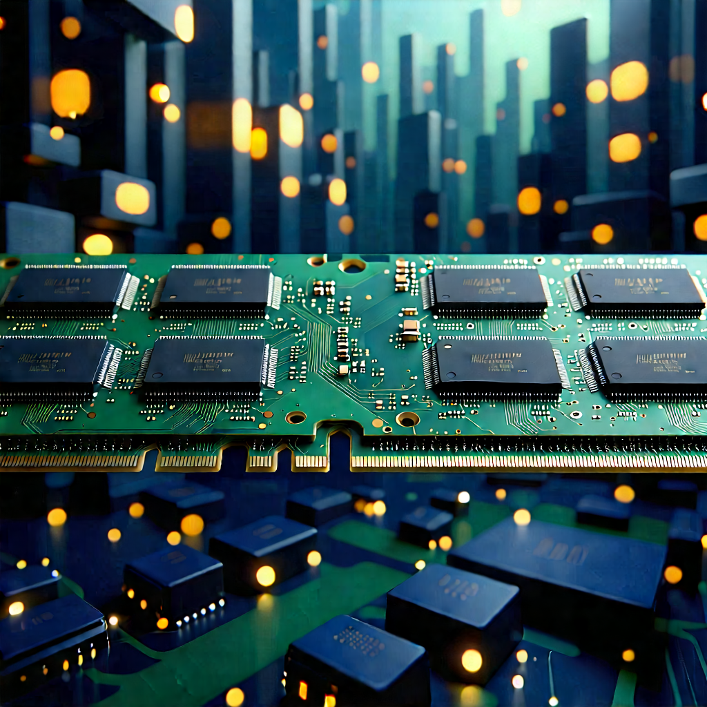 Close-up Of Memory Module With Close-up Computer