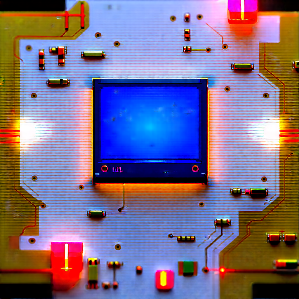 Circuit board with neon accents