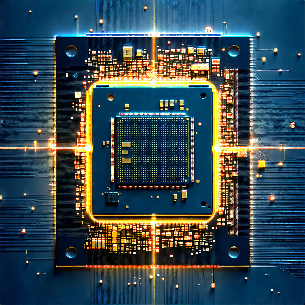 Microchip With Digital Particles With Close-up Computer
