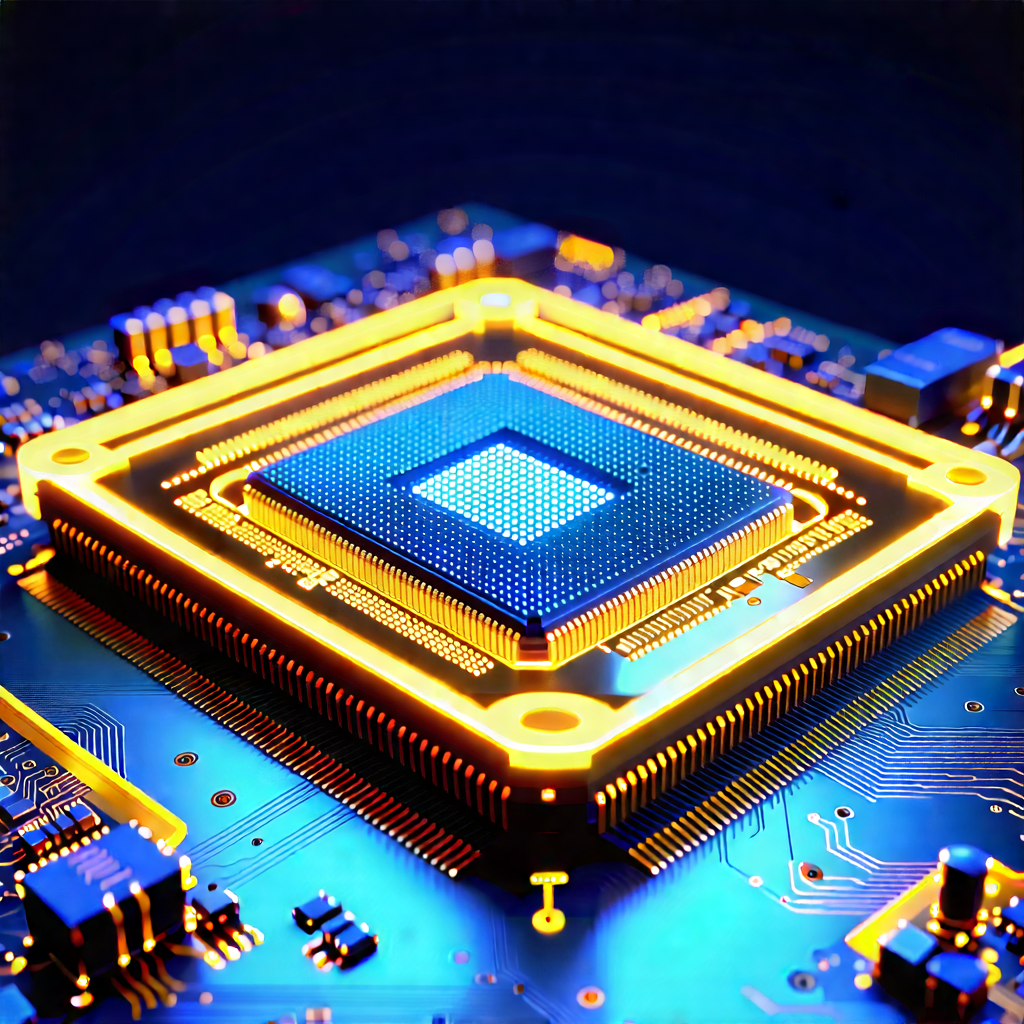 Close-up Of Microprocessor With Close-up Computer
