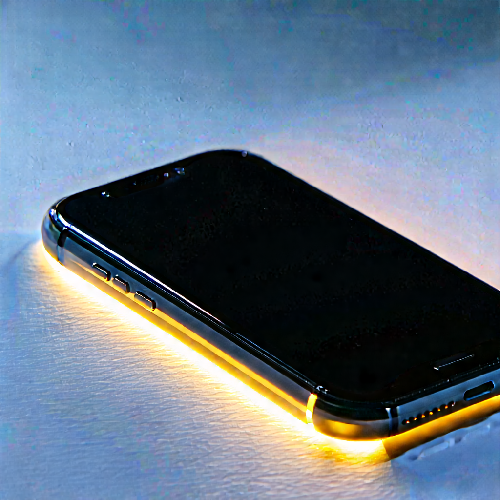 Smartphone With Glowing Screen With Black Cell