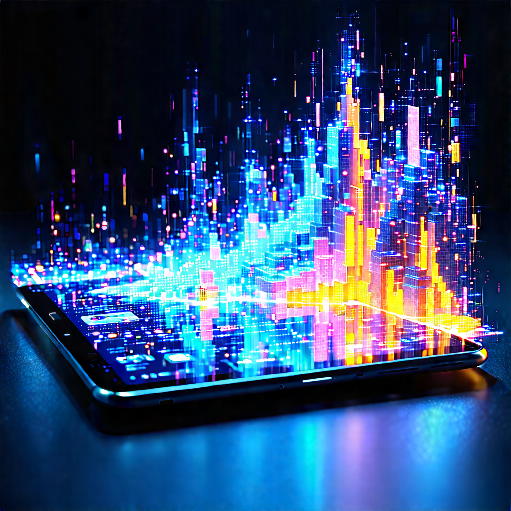 Tablet With Data Visualization With Cell Phone