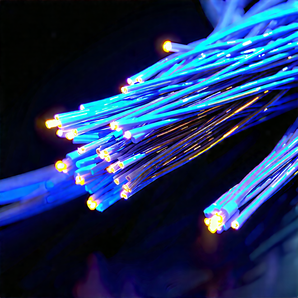 Close-up Of Fiber Optic Cables With Close-up Blue