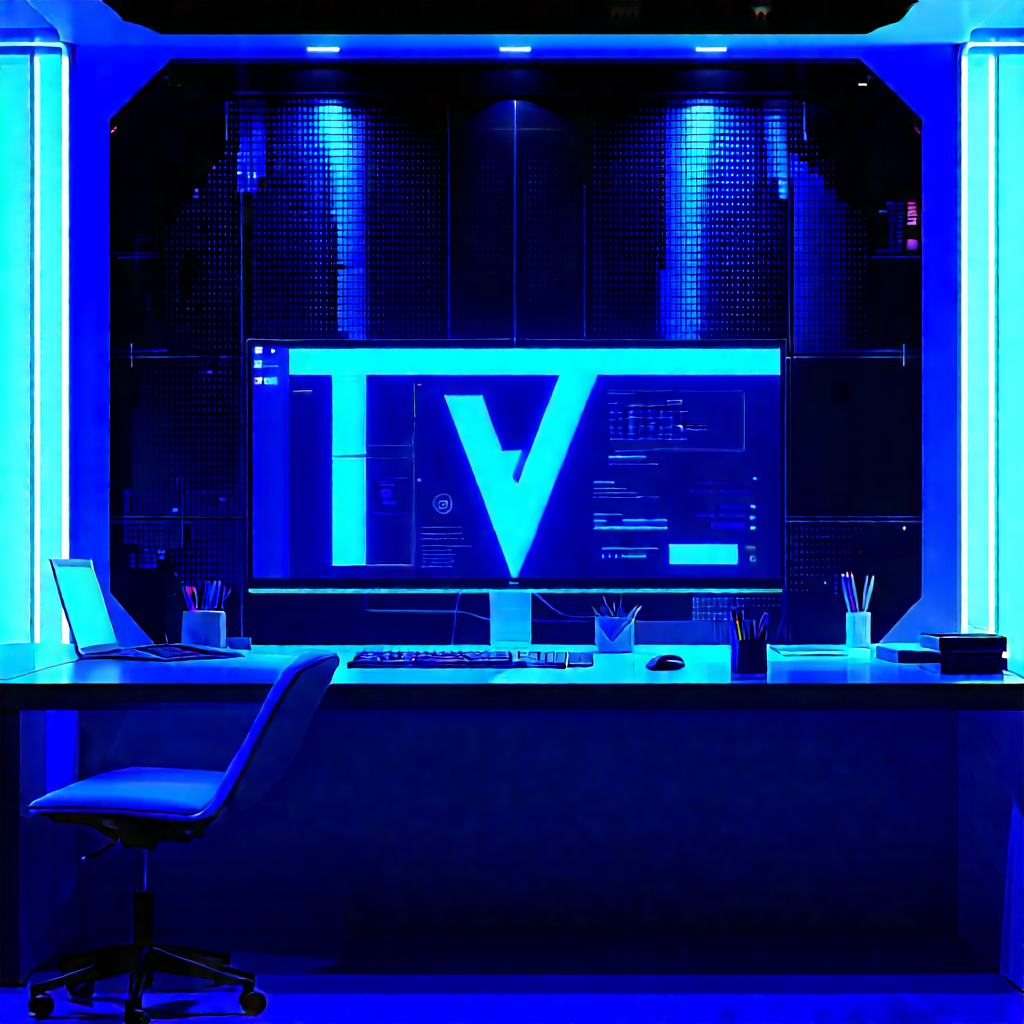 (futuristic:1.18) Tech Startup Office With Image, There