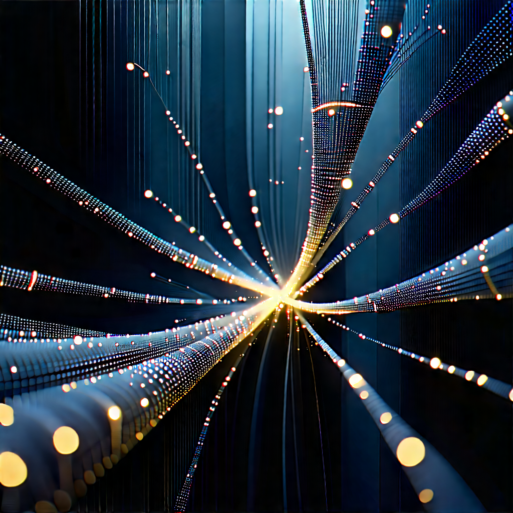Close-up of fiber optic cables