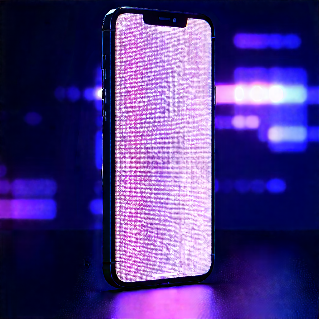 Smartphone With Glowing Screen With Close-up Cell