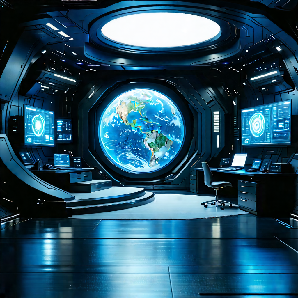 Futuristic Tech Startup Office With Futuristic Setting,