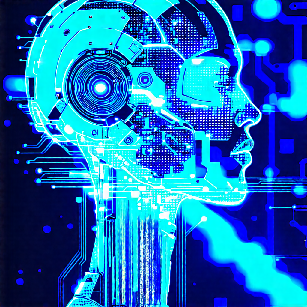 Robot with blue light glow