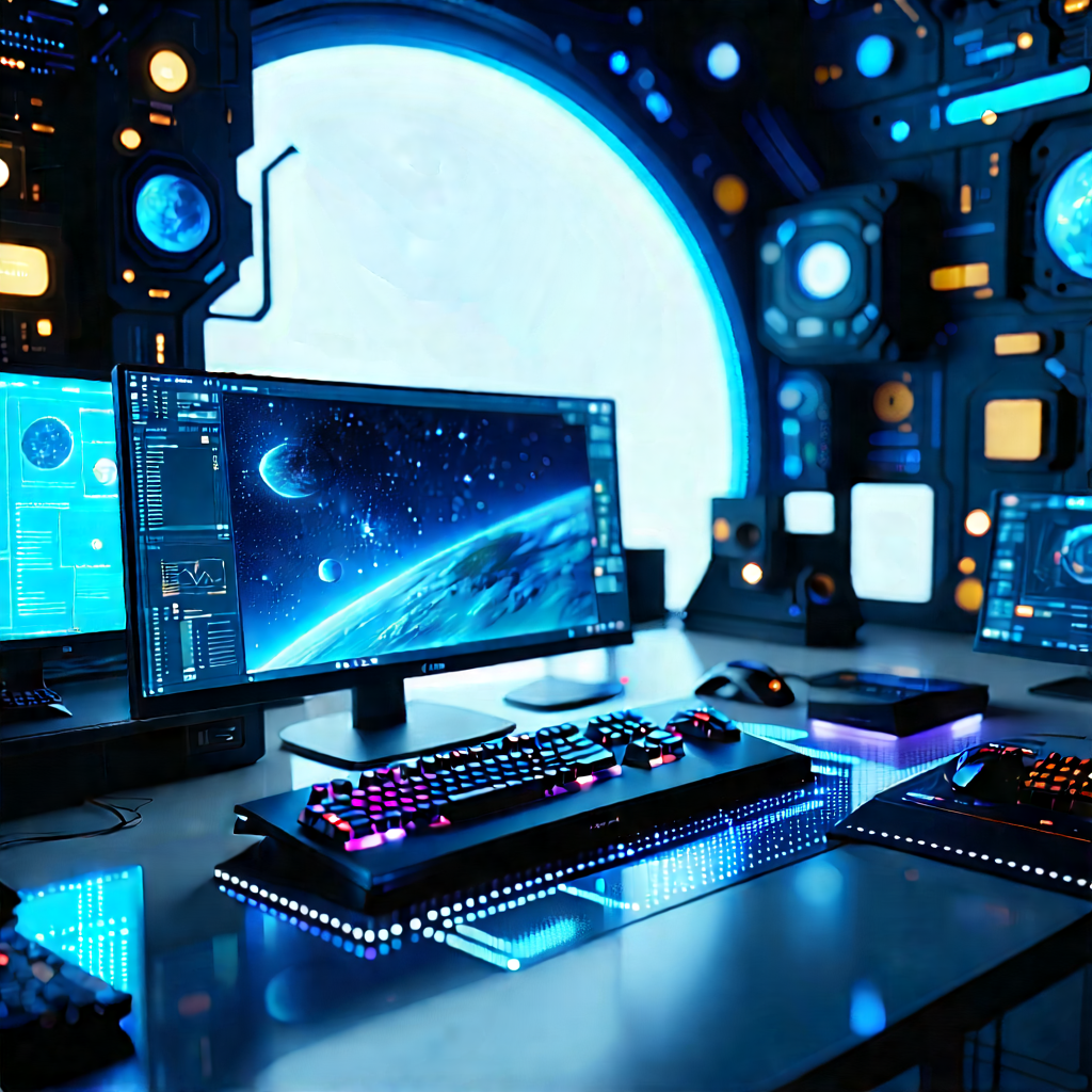 Futuristic digital workspace
