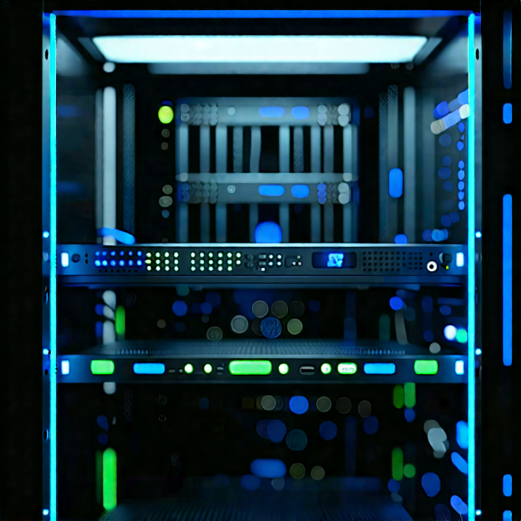 Server rack with neon accents