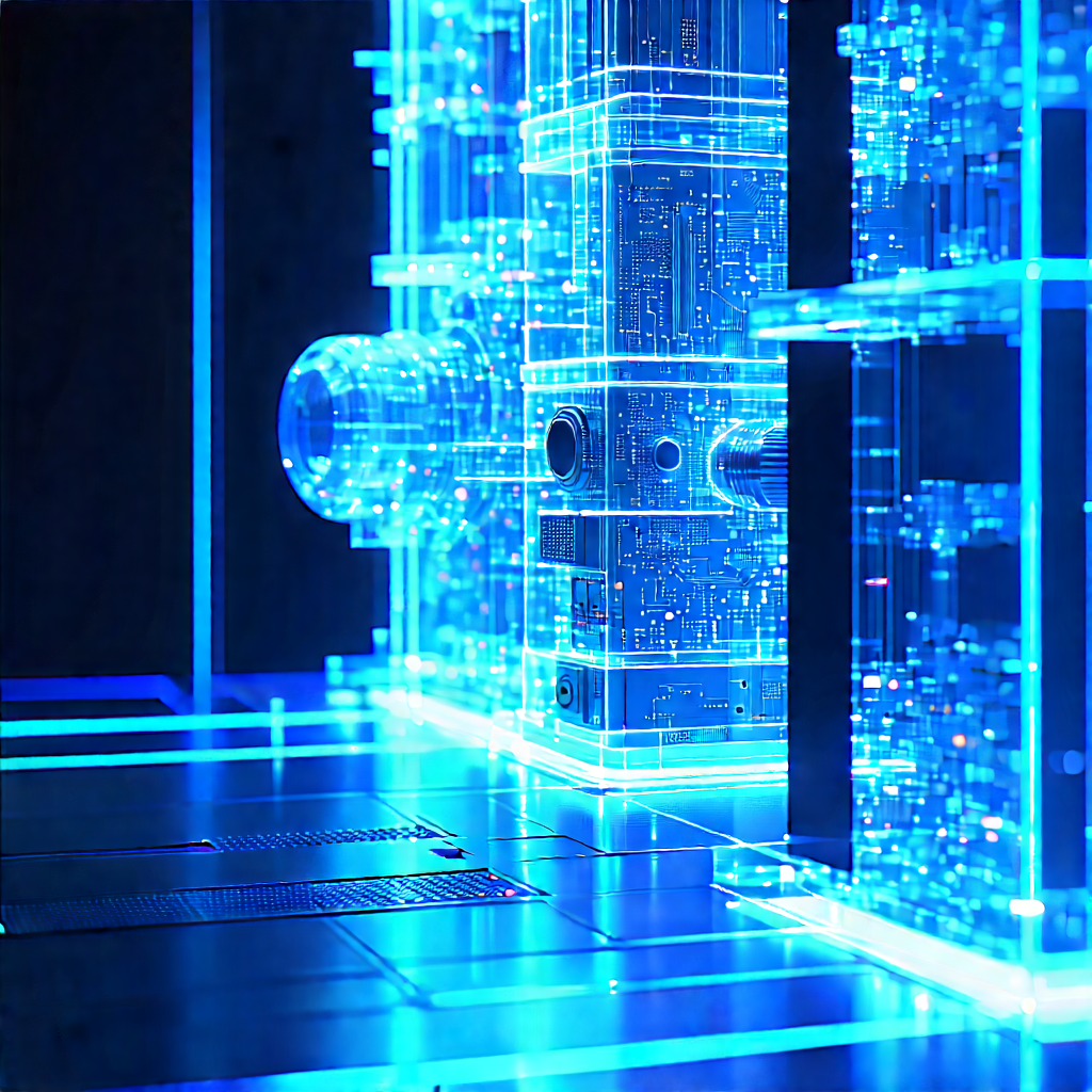 Quantum computer with blue light glow