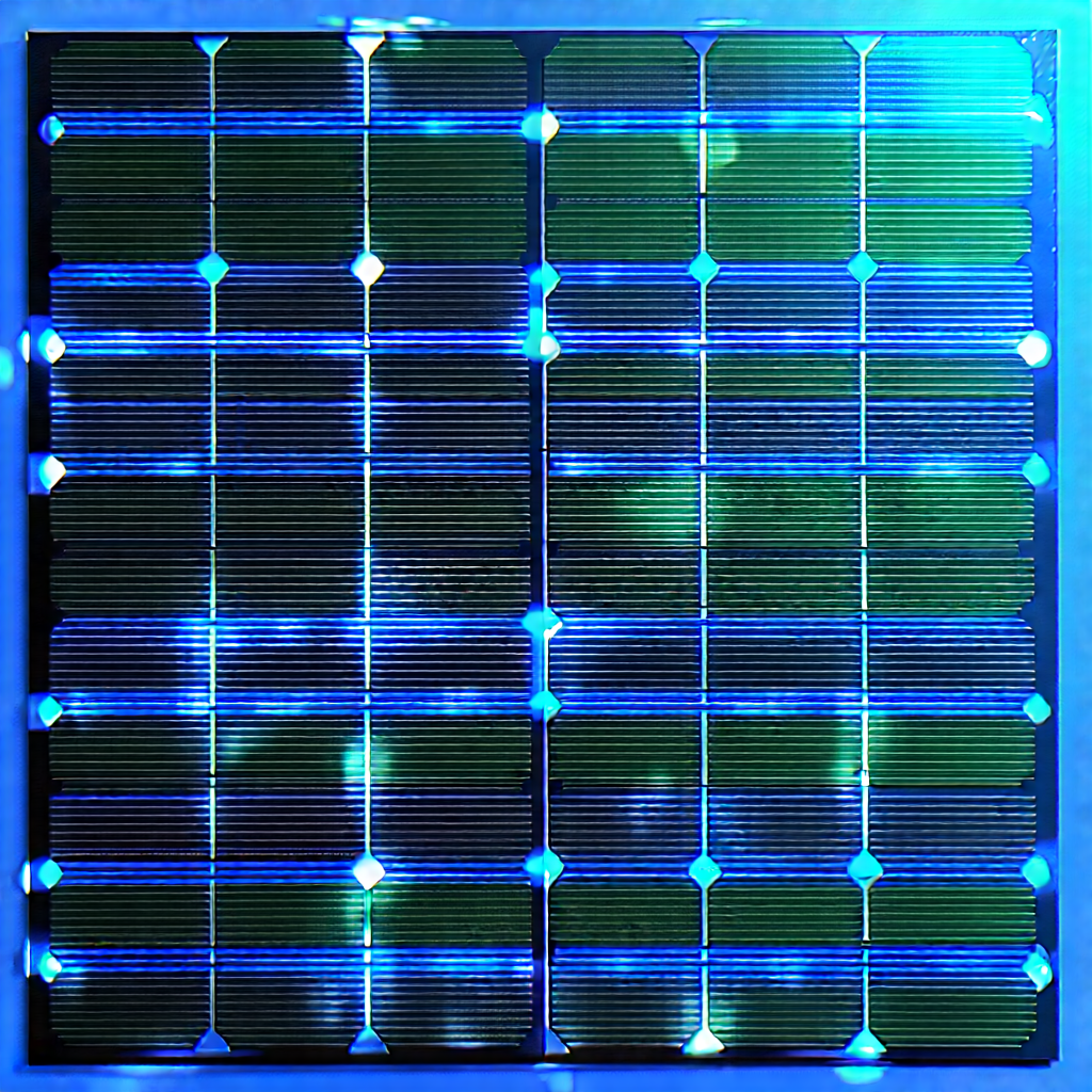 Solar panel with blue light glow
