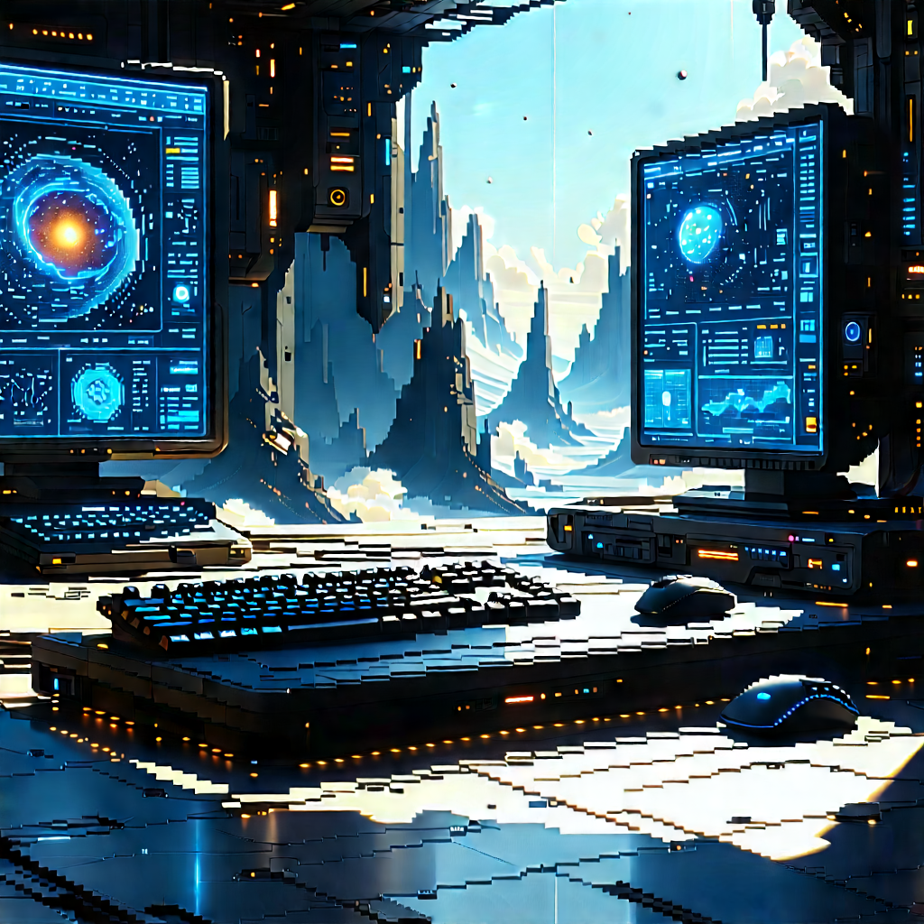 Futuristic (digital:1.32) workspace
