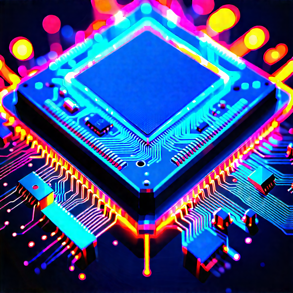 Microchip with neon accents