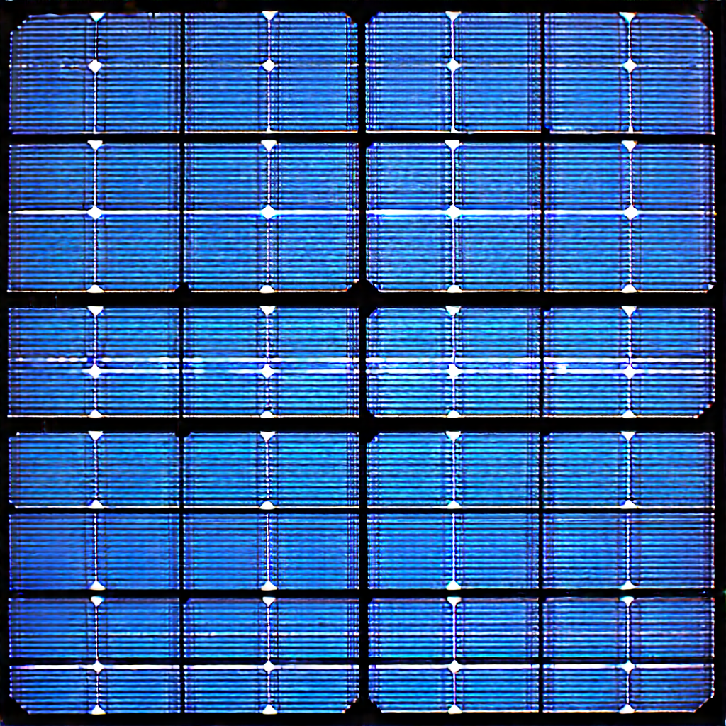 Solar panel with blue light glow