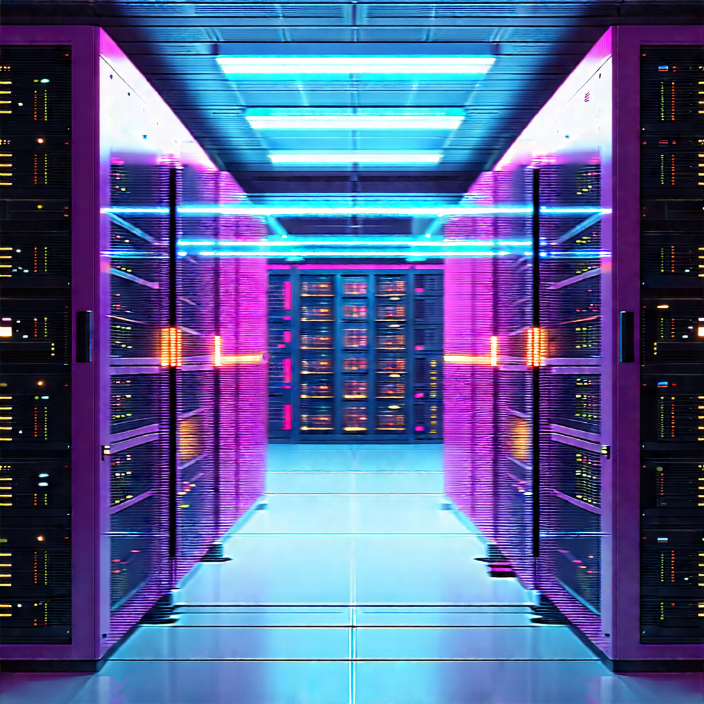 (futuristic:1.21) Server Room With Image, There
