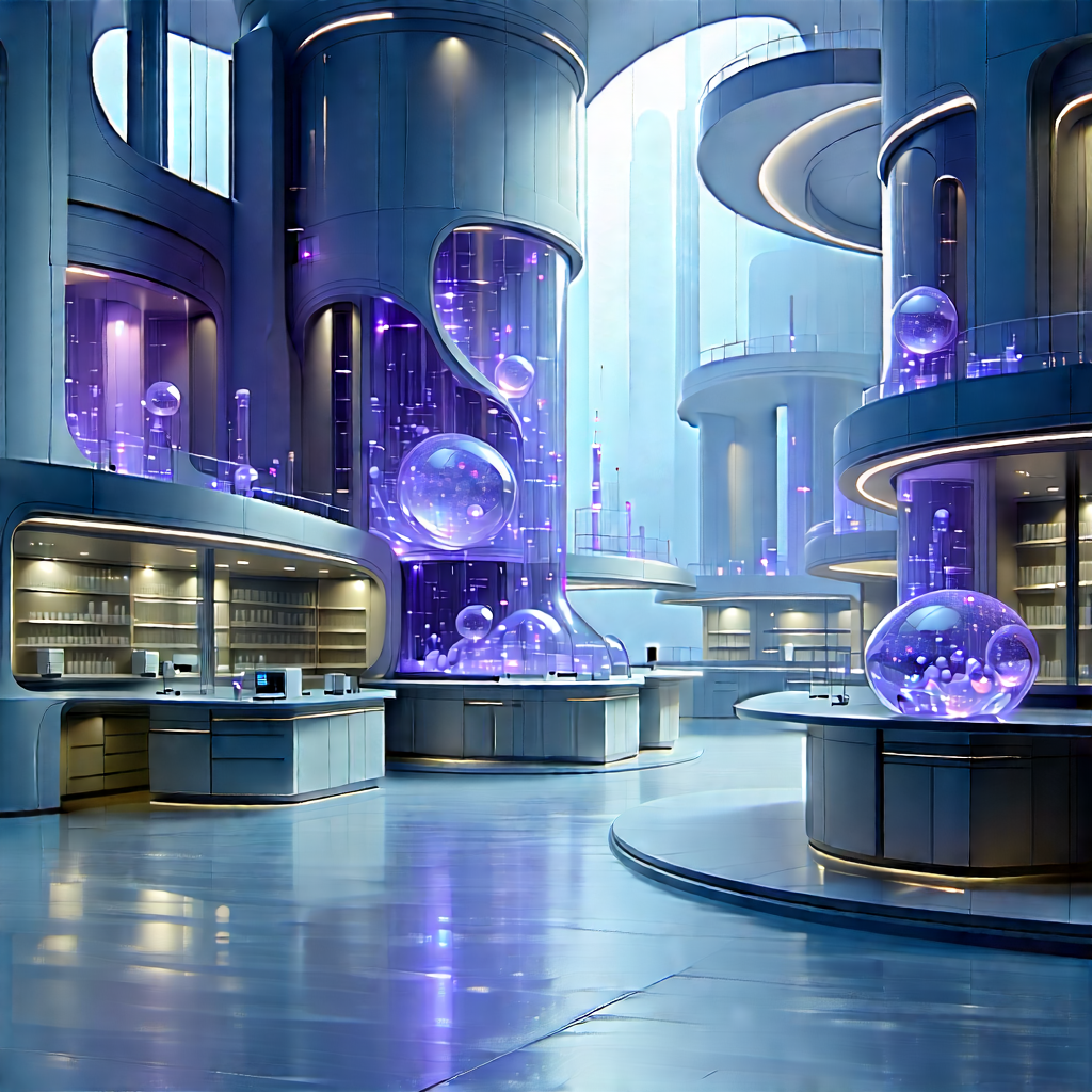Futuristic Research Laboratory With Image, There