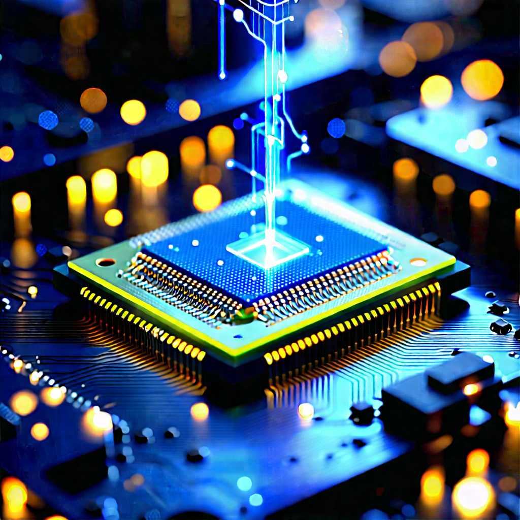 Microchip With Laser Scanning With Close-up Computer
