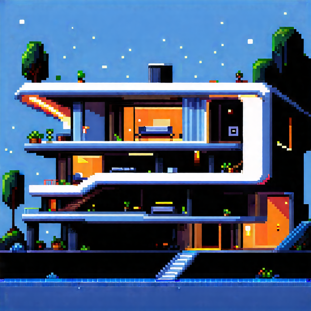 (futuristic:1.17) Smart Home With Computer-generated Drawing