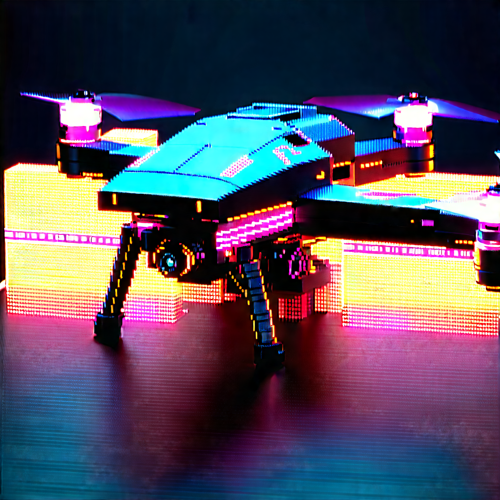 Drone With (digital:1.43) Artwork With Blue Black