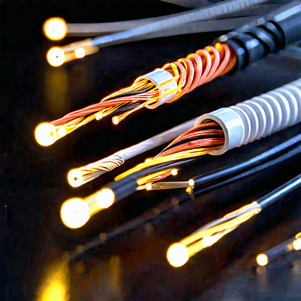 Close-up Of Fiber Optic Cables With Image, There