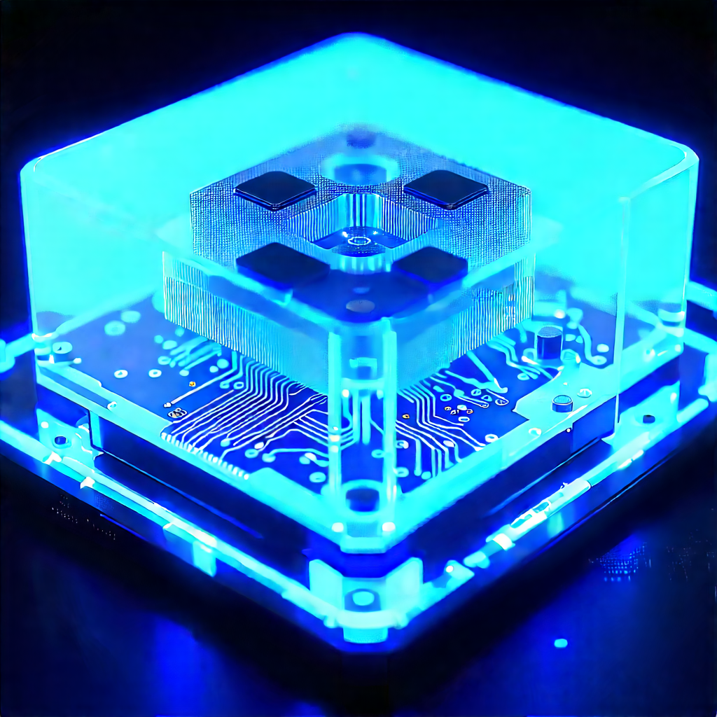 Quantum computer with blue light glow