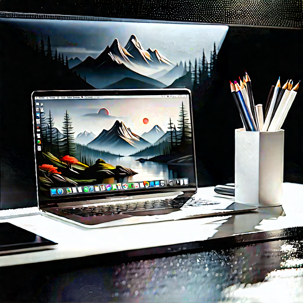 Laptop With (digital:1.49) Artwork With Laptop Computer