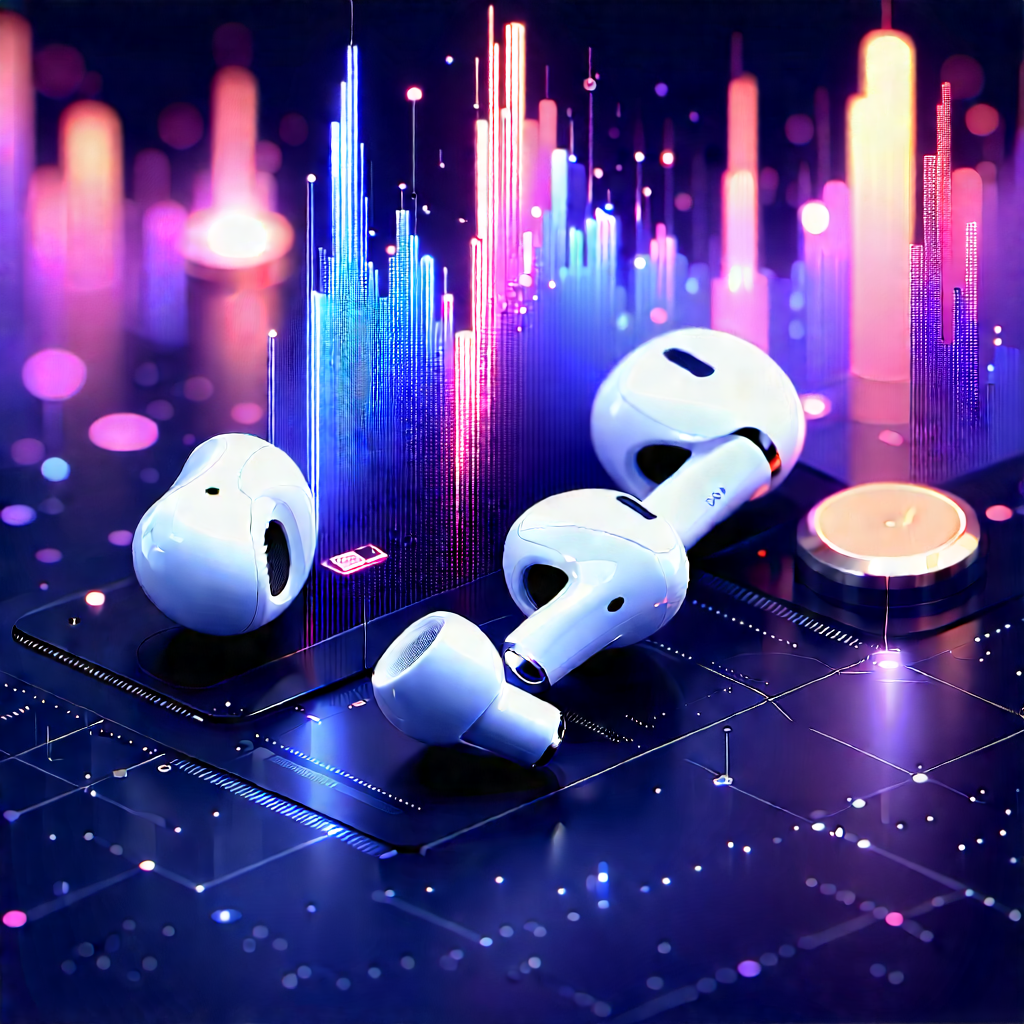 Wireless Earbuds With Data Visualization With Image, There