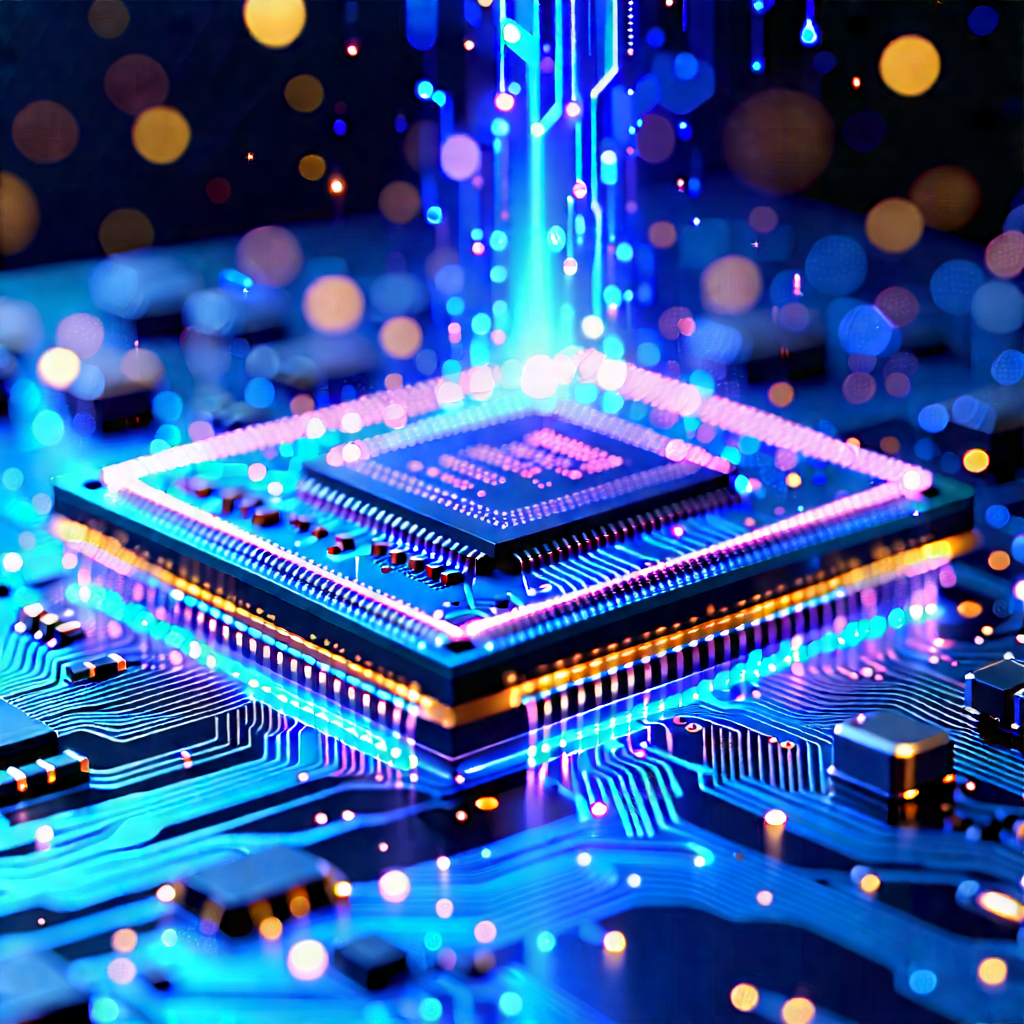 Microchip With Holographic Projection With Close-up Computer