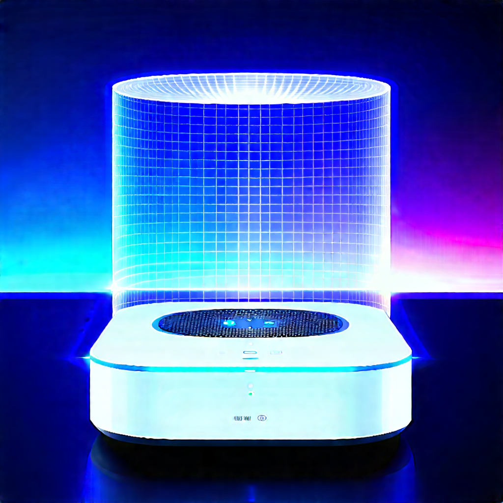Smart Home Device With Holographic Display With White Speaker