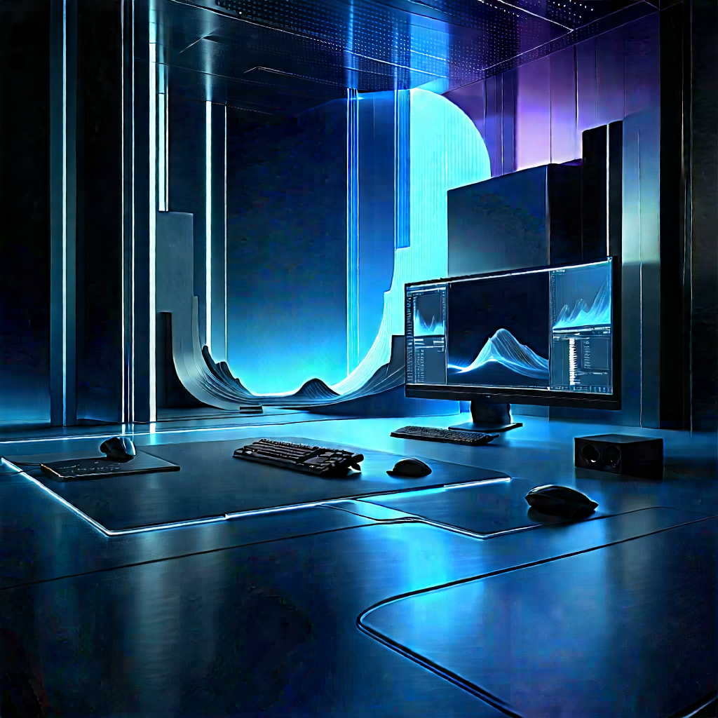 (futuristic:1.26) Digital Workspace With Image, There
