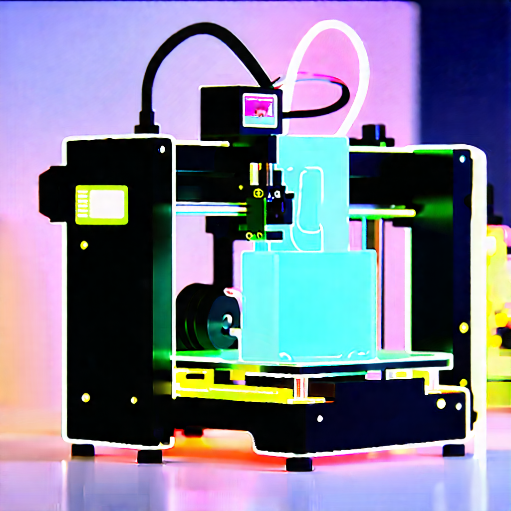 3d printer with neon accents