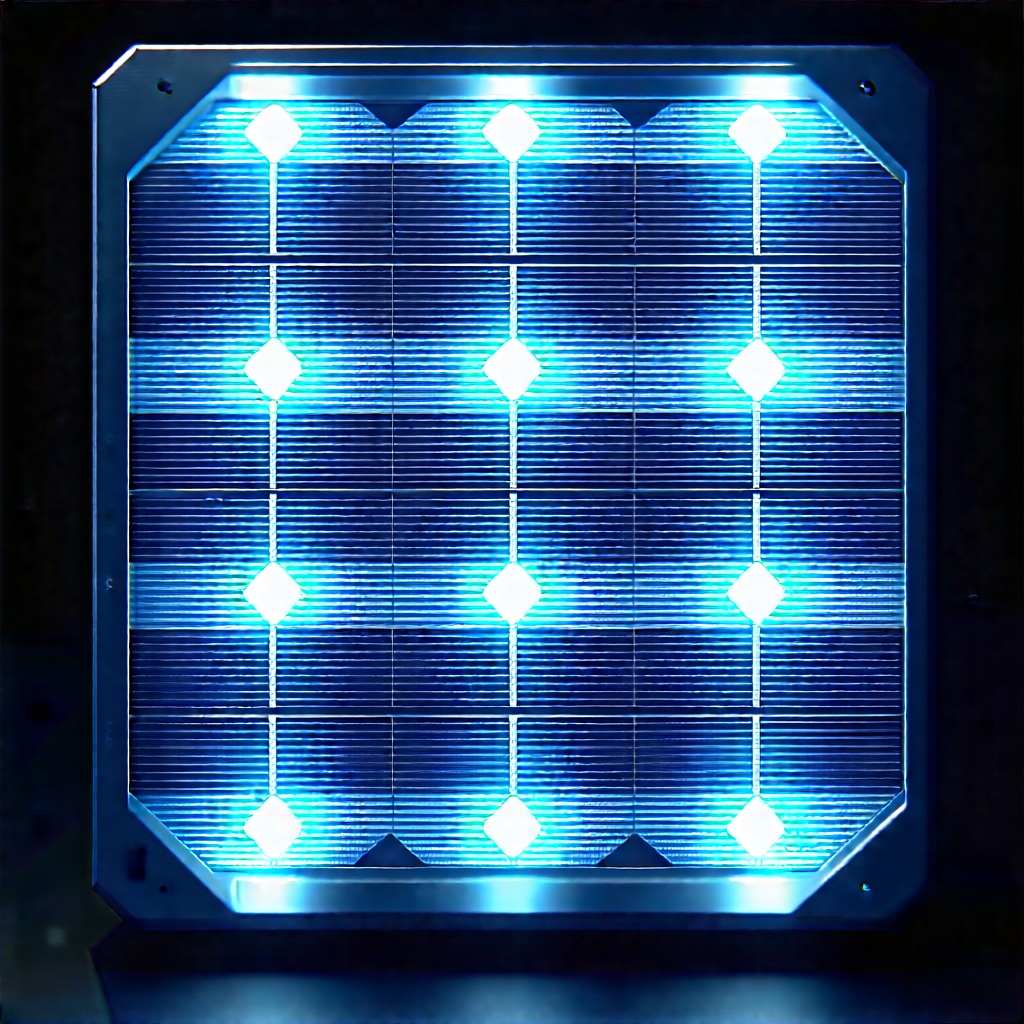Solar panel with blue light (glow:1.18)