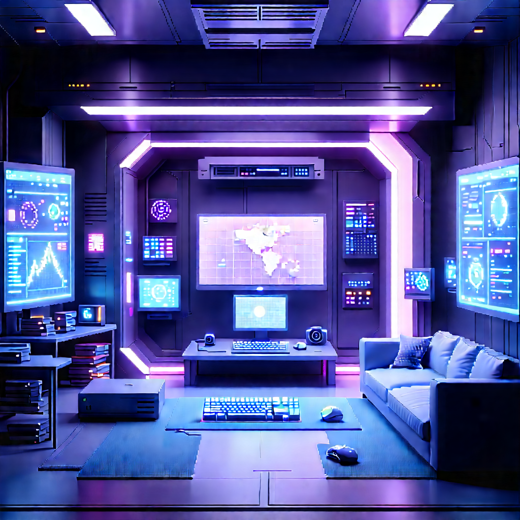 Futuristic Tech Startup Office With Futuristic Living