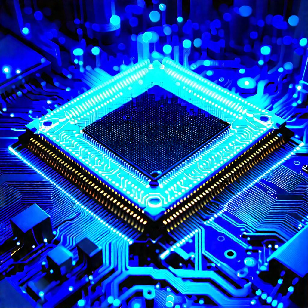 Microchip with blue light (glow:1.23)